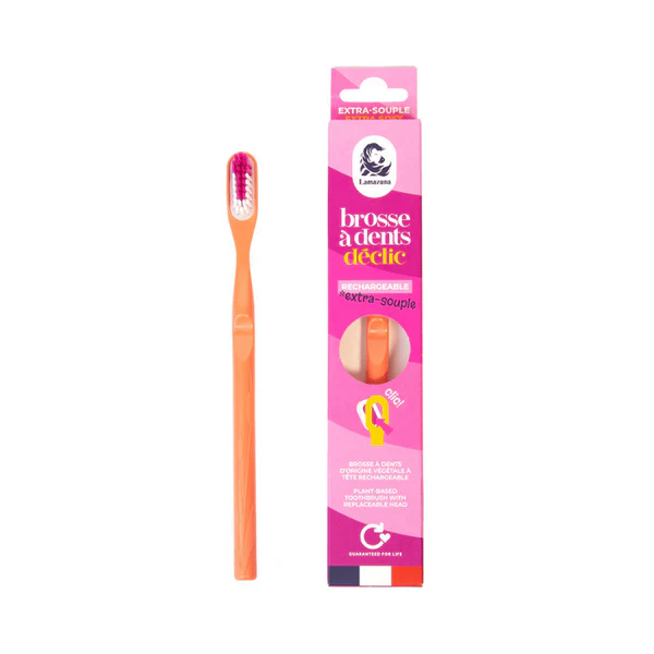 Lamazuna Brosse à dents écologique rechargeable - Extra souple - Mimosa