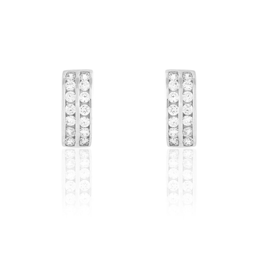 Créoles Jacobee Rondes Or Blanc Oxyde De Zirconium