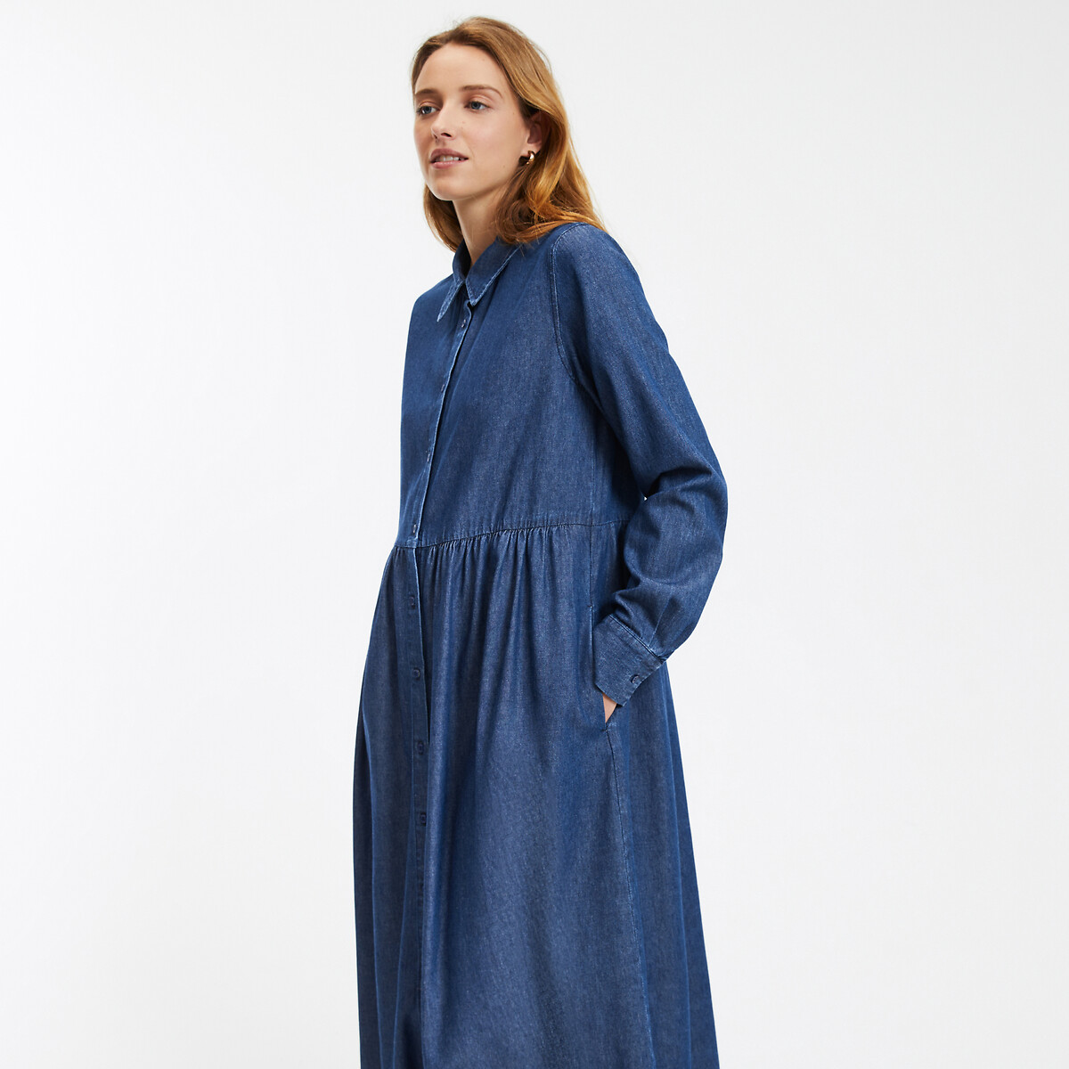 COLEÇÃO LA REDOUTE<br>Vestido longo em jeans, mangas compridas