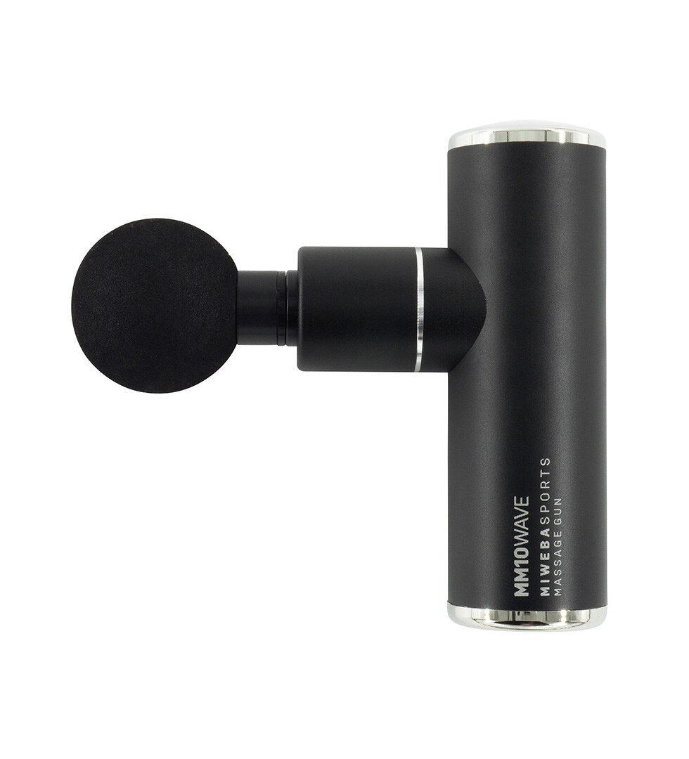 Miweba Sports Mini-Massagepistole MM10, Massage-Gun 2500 mAh, Faszien-Muskelmassage mit 4 Aufsätzen (Schwarz)