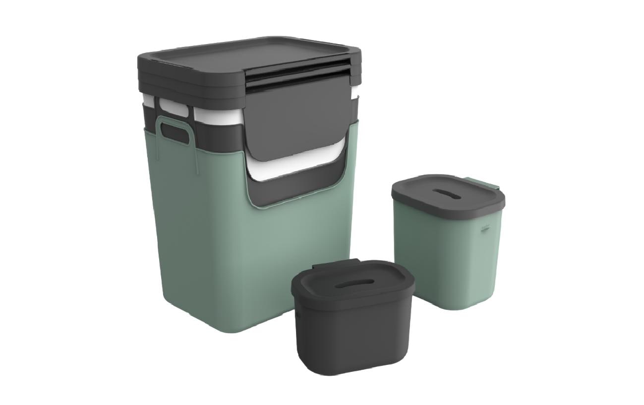 Recyclingbehälter Jive 99.2 l, Grün/Schwarz/Weiss5-teiliges Recycling-Müllsystem