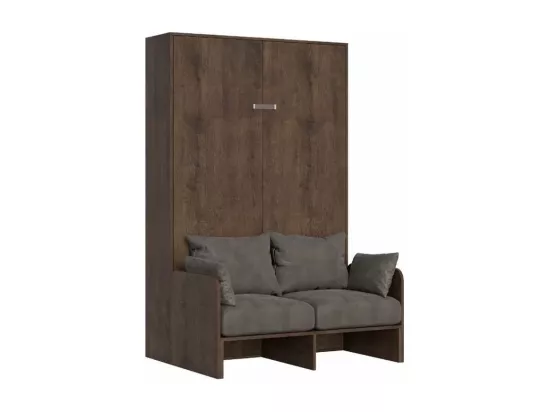 Armoire lit 120x190 avec canapé et meuble haut bois noyer Kanto-Couleur Microfibre 01