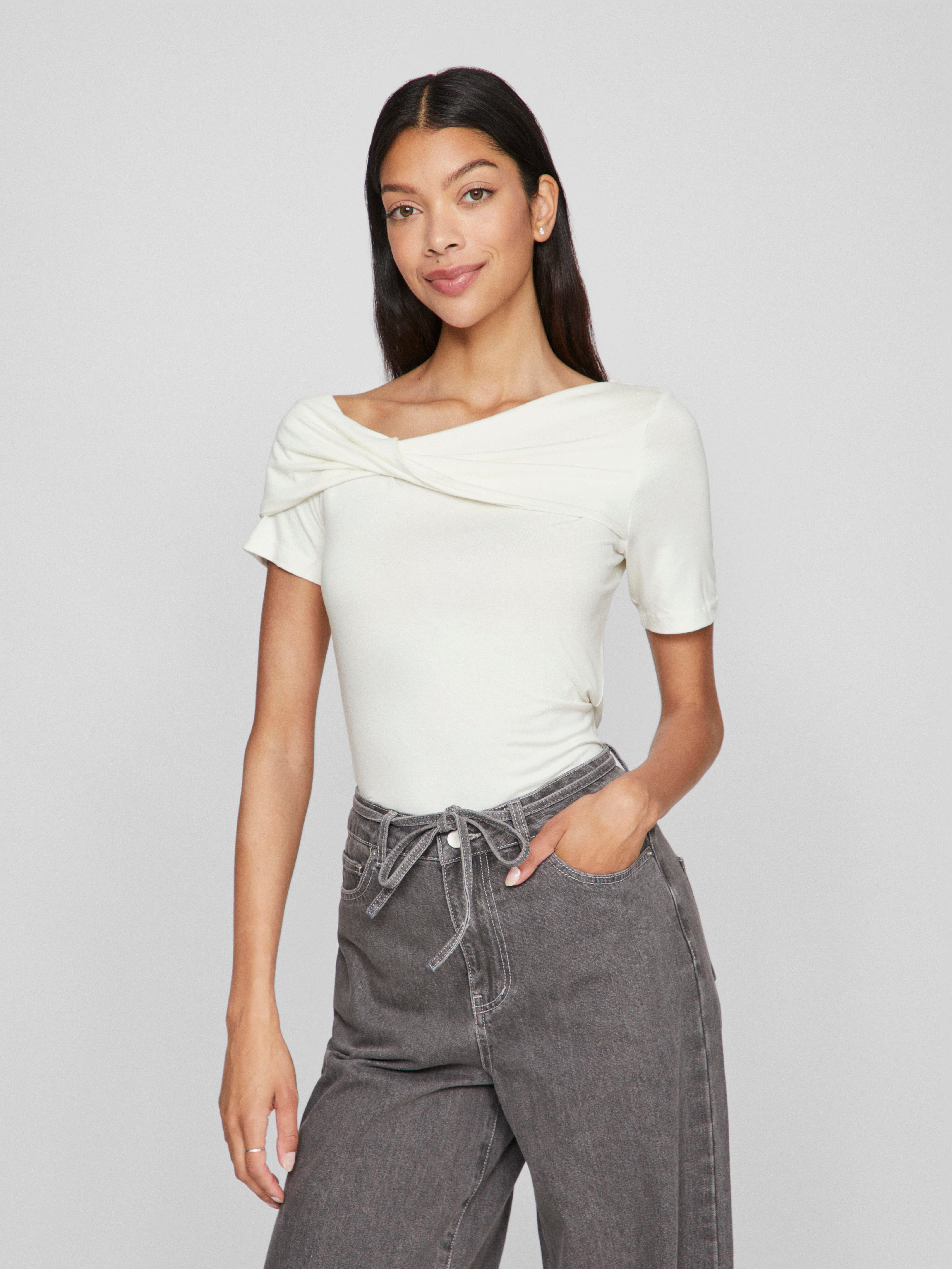 Vila  Visuri Twist top - Cloud Dancer