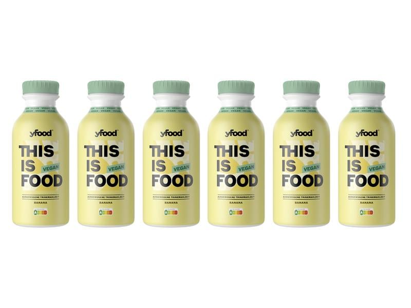 YFOOD Vegane Trinkmahlzeit Banana 6 x 500 ml Vegane Trinkmahlzeit mit Proteinen, Vitaminen & Mineralstoffen
