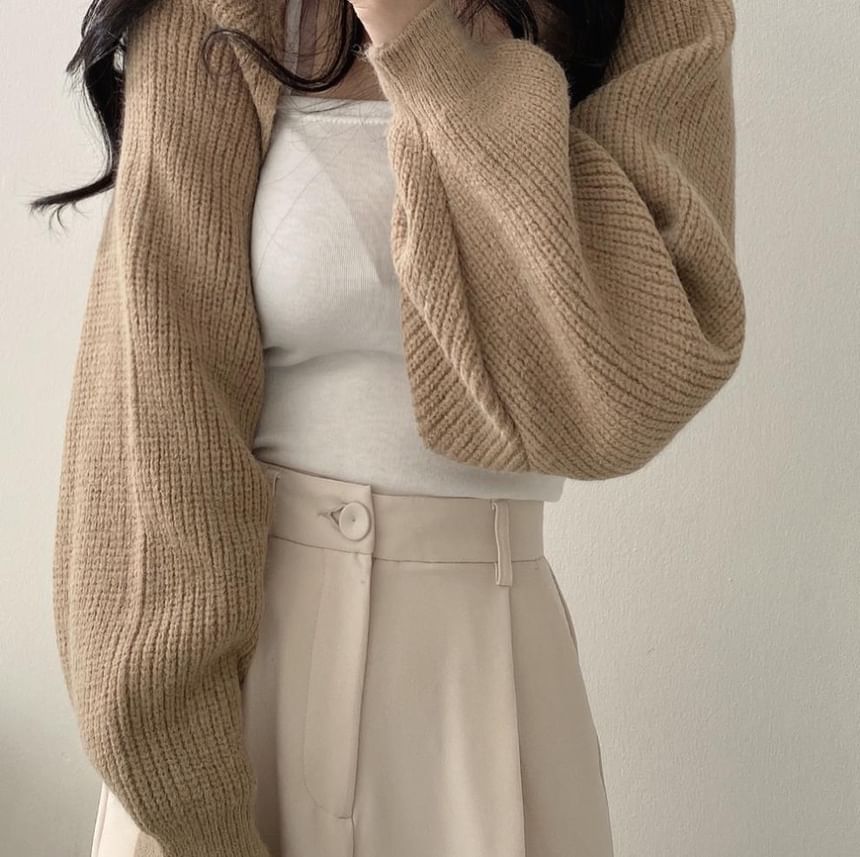 Onipixiy - Effen geribbelde bolero-cardigan