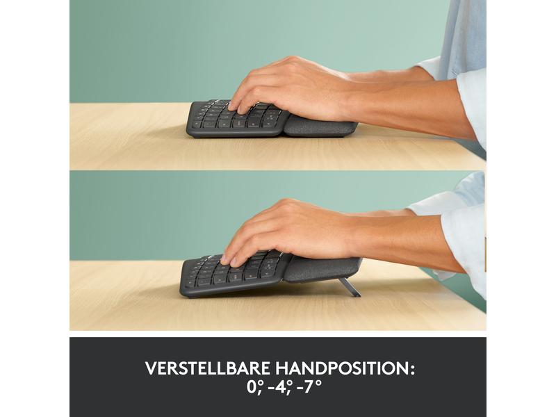 Logitech Tastatur Ergo K860 Ergonomische und kabellose Tastatur