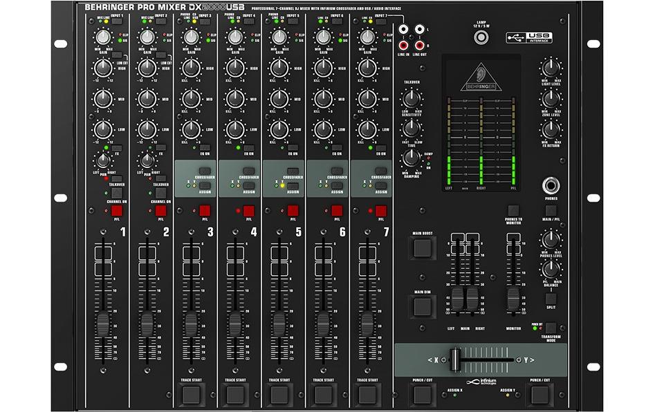 DJ-Mixer DX2000USB<br>7-Kanal-DJ-Mixer mit VCA-Crossfader und USB-Audio-Interface