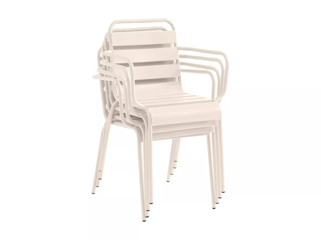 Lot de 2 fauteuils de jardin empilables en métal - Beige - MIRMANDE de MYLIA