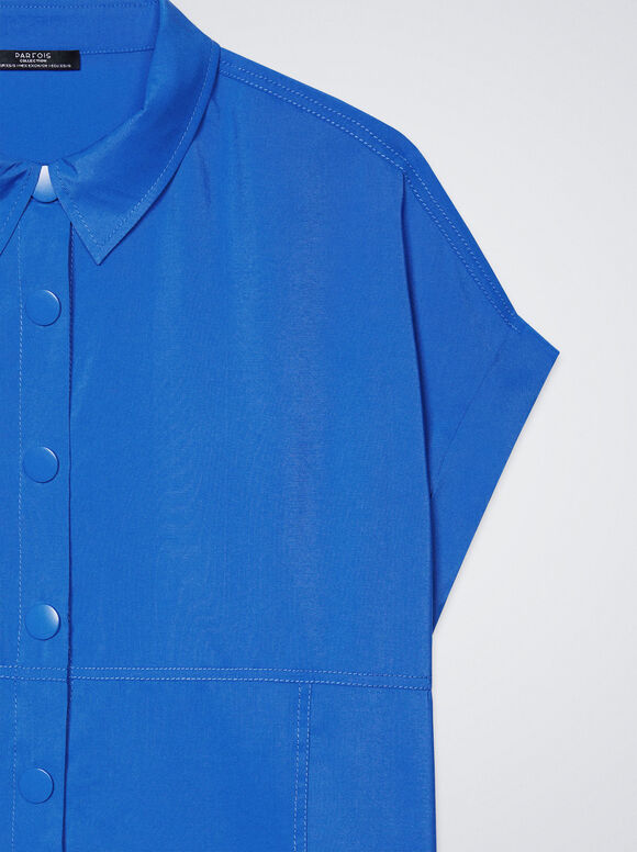 Camisa de manga curta em modal - Azul