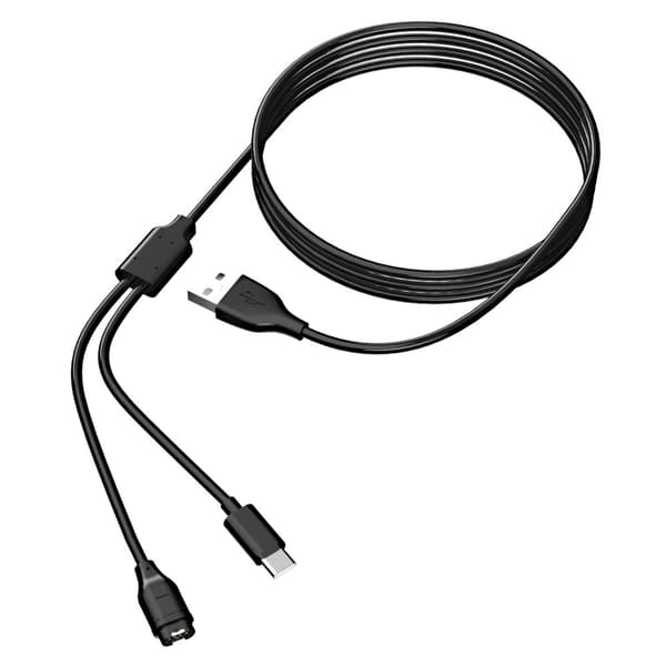 INF Llader for USB-C mobiltelefon og sportsklokke Sort Garmin Fenix, Forerunner, Vivoactive etc. 1.2 m