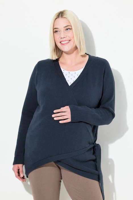 Bellieva Pullover, Wickelfunktion, V-Ausschnitt, GOTS