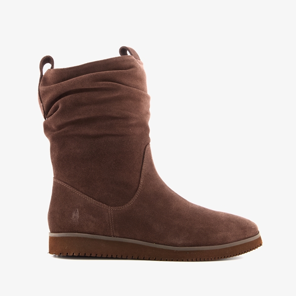 Hush Puppies suede dames enkellaarsjes bruin