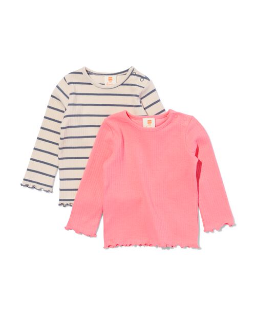 T-shirts bébé à rayures - 2 pièces rose