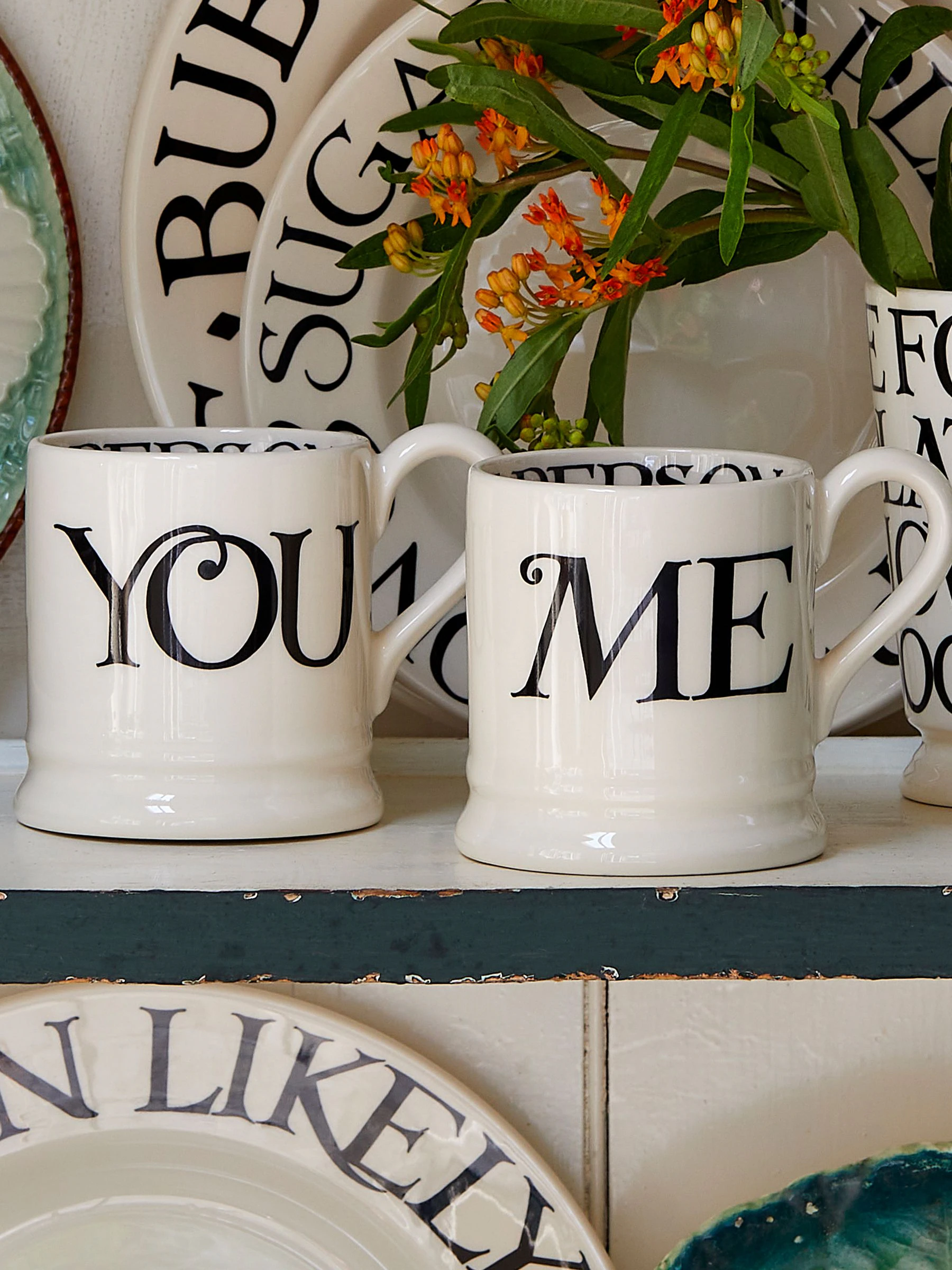 Emma Bridgewater Black Toast you & me set of 2 1/2 Pint Boxed Mugs
