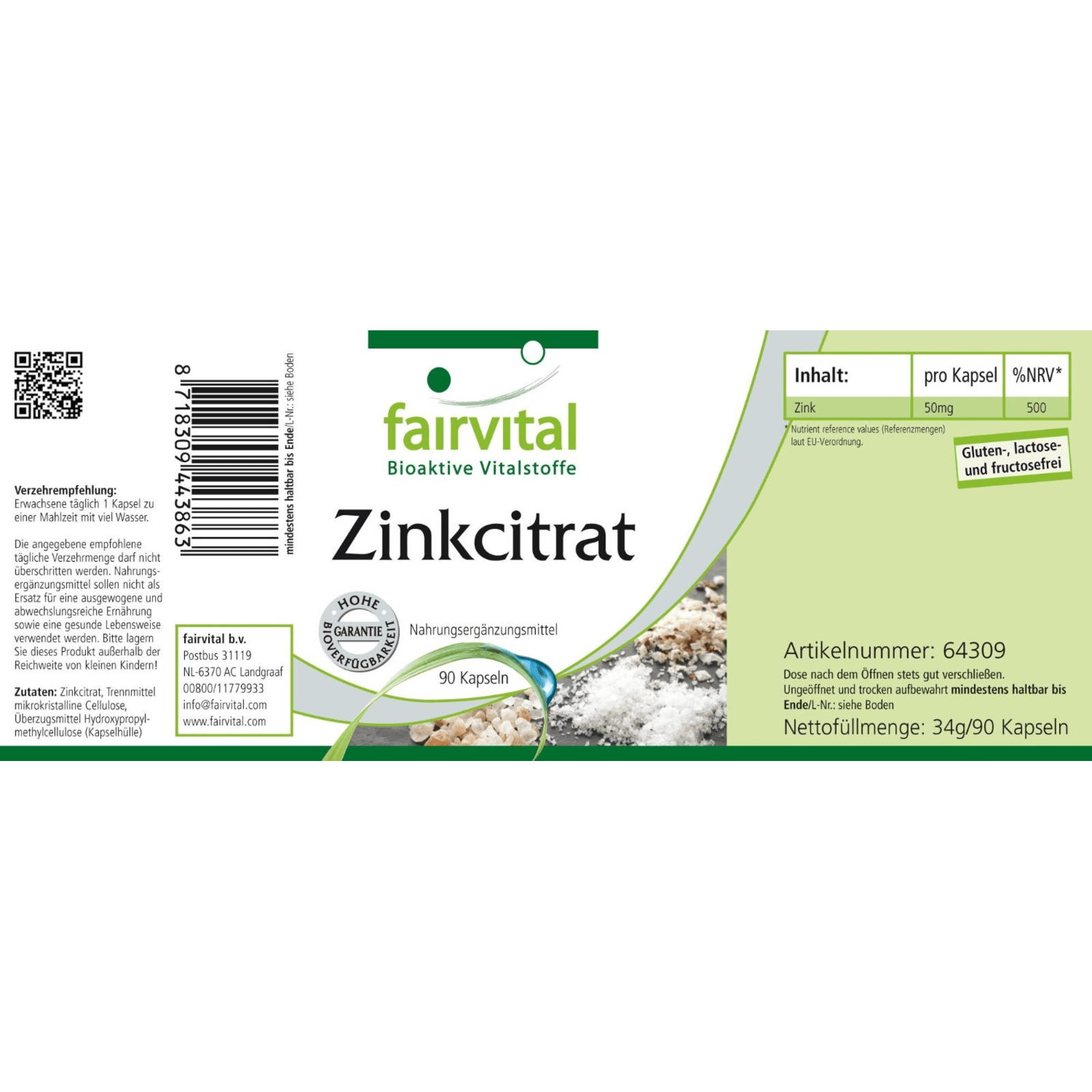 Zinkcitrat mit 50mg Zink (90 Kapseln)