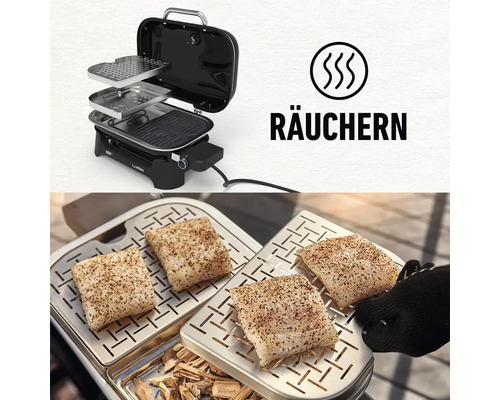 Weber Lumin Compact 2200 W elektrische grill, zwart, inclusief dekselthermometer, vetopvangbak, grillrooster en netsnoer.
