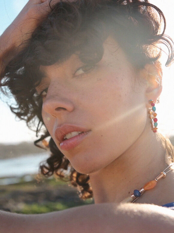 Pendientes Ouro Com Resina - Multicor