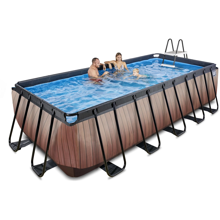 EXIT Wood Pool 540x250x122cm mit Sandfilterpumpe, braun