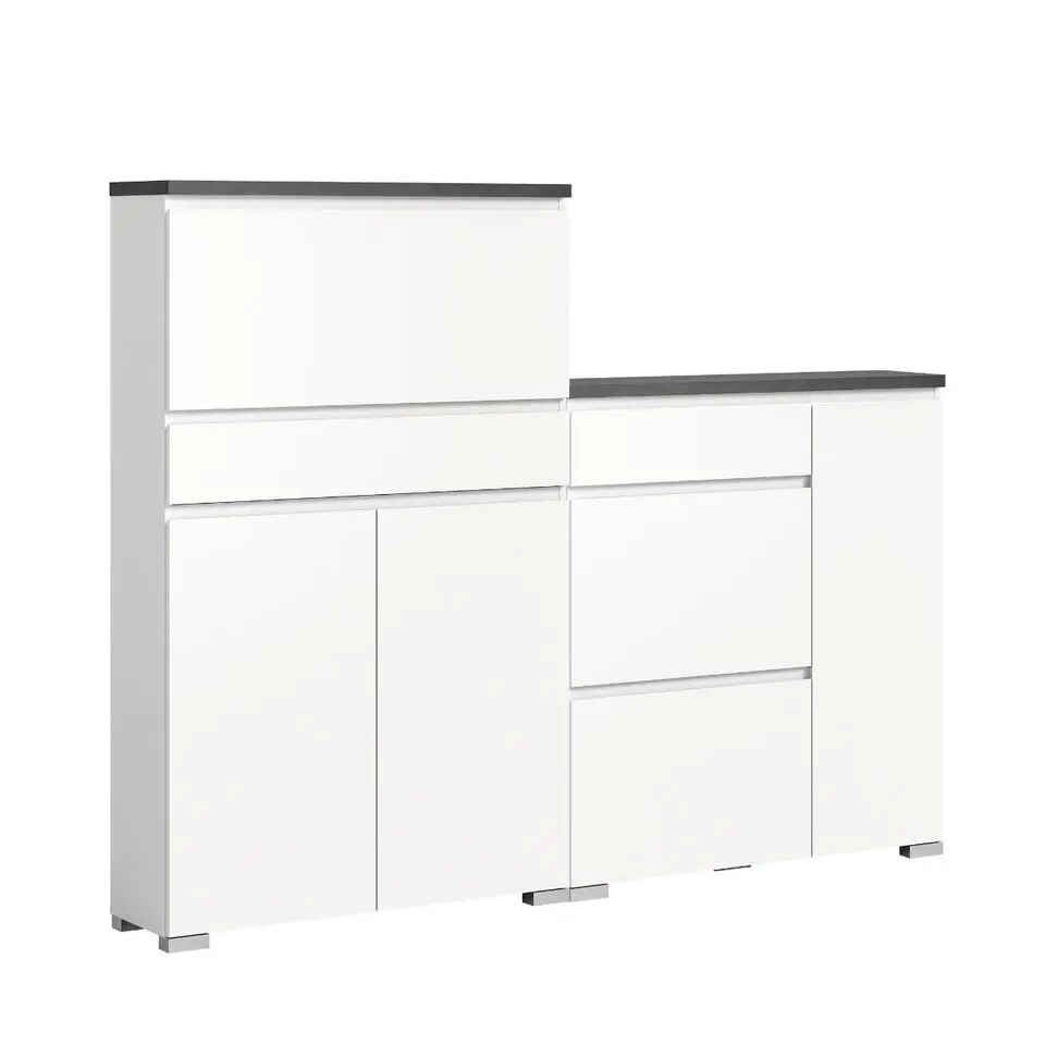Hioshop Shoelove schoenenkast set met 2 3 deuren- 2 vouwdeuren- 1 lade wit