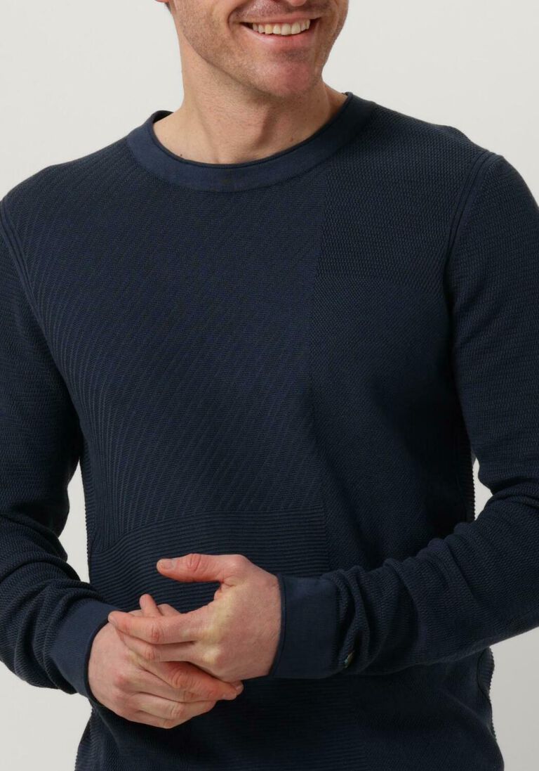 CAST IRON donkerblauwe cast iron trui crewneck cotton modal