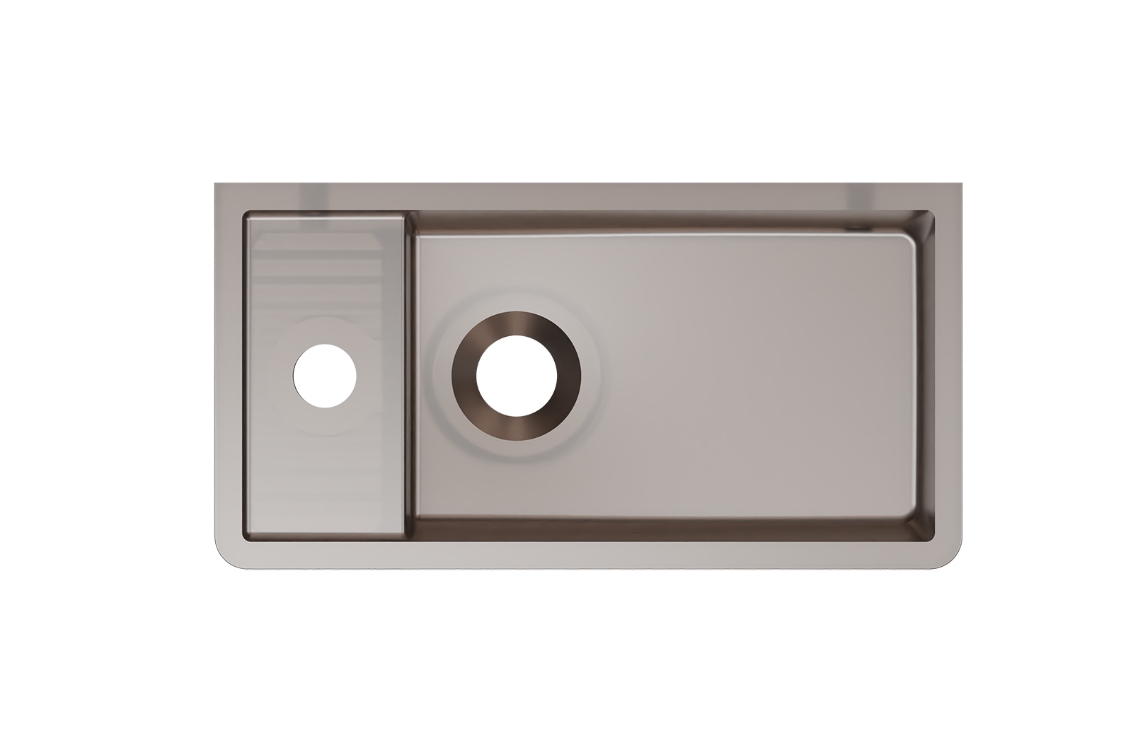 Riho Frosted fontein solid surface met kraangat links frosted umber
