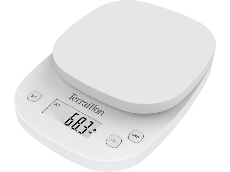 Terraillon Präzisionswaage Precision Weiss Elektronische Küchenwaage mit LCD-Digitalanzeige