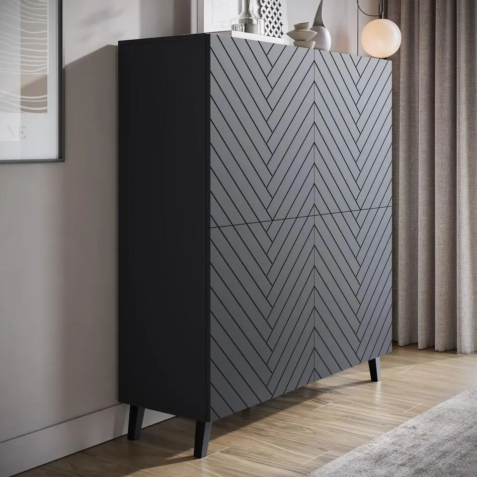 Meubella - Dressoir Pulse - Zwart - 120 cm