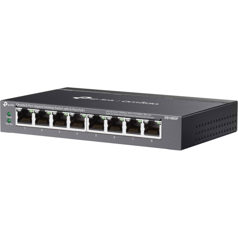 TP-Link Omada DS108GP commutateur réseau Non-géré Gigabit Ethernet (10/100/1000) Connexion Ethernet, supportant l'alimentation via ce port (PoE) Noir