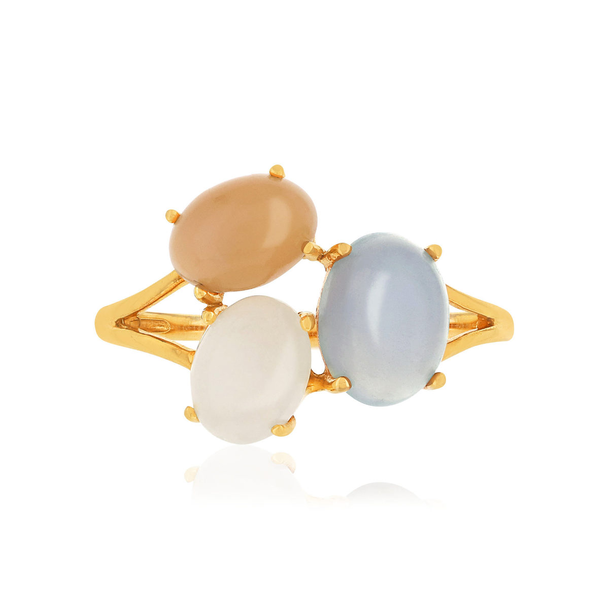 Bague or 375 jaune ajourée pierres de lune