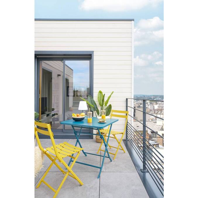 Table de jardin pliante carrée GREENSBORO Bleu canard