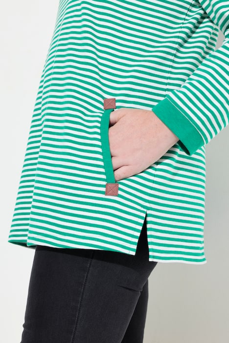 Sweatshirt, Ringel, Classic, Stehkragen, Langarm