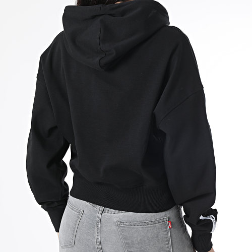 Sweat Capuche Crop A Bandes Femme Defira 50489128 Noir