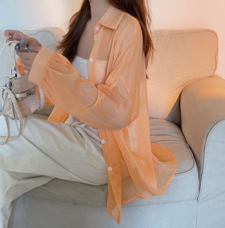 Superduper - Oversized overhemd van chiffon