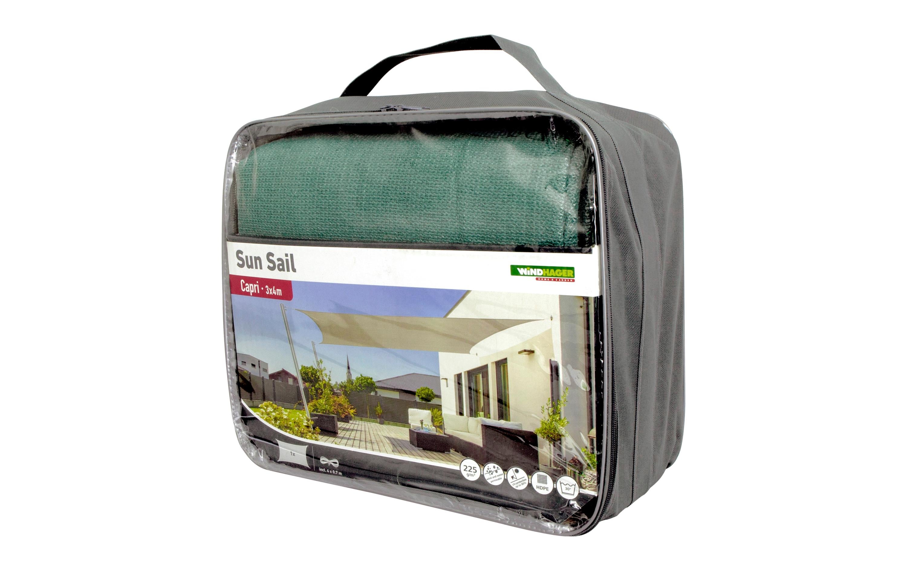 Sonnensegel Capri, 3 x 4 m, Eckig, PetrolSchattentuch für Terrasse oder Balkon