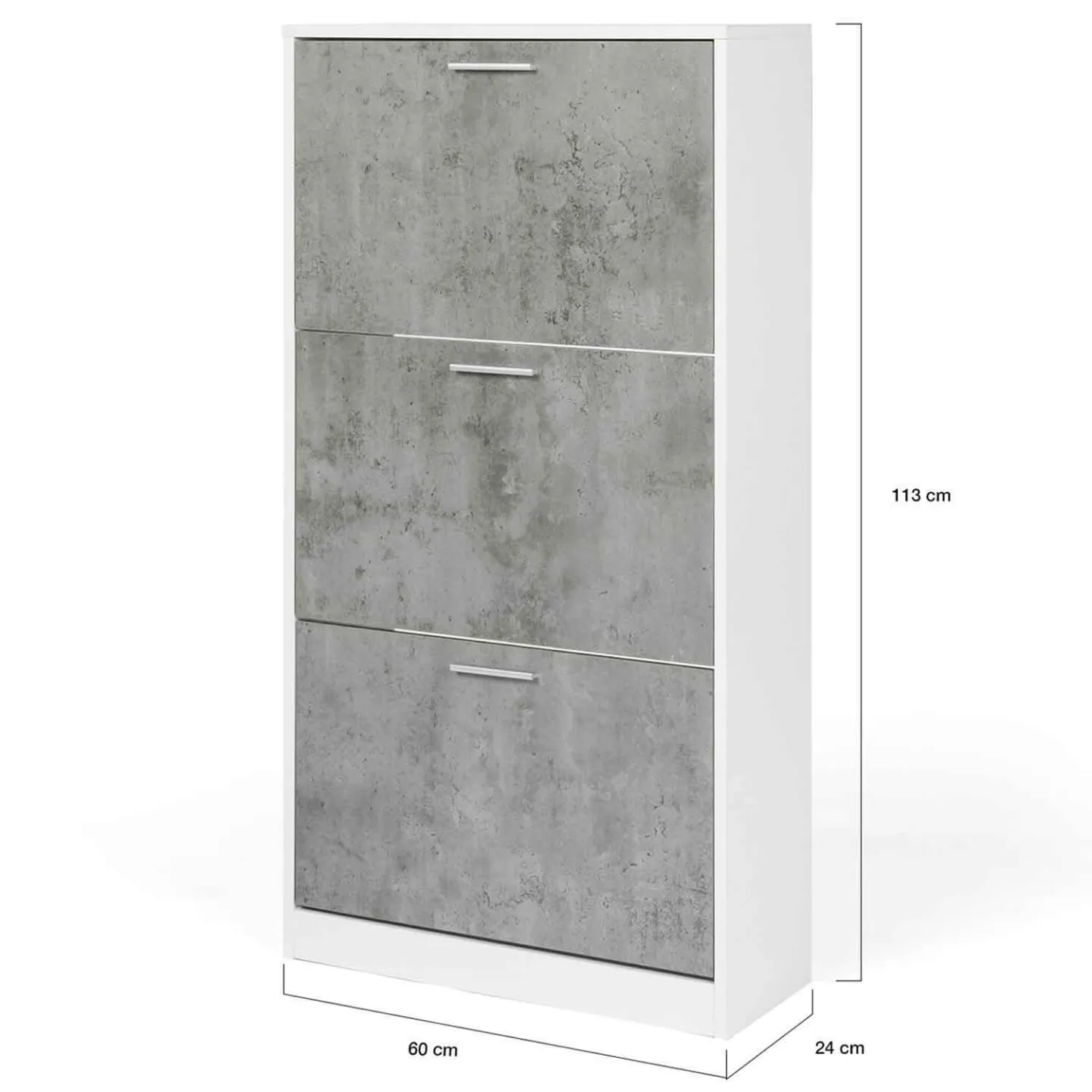 Meuble à chaussures 18 paires KLARK blanc 3 portes effet béton
