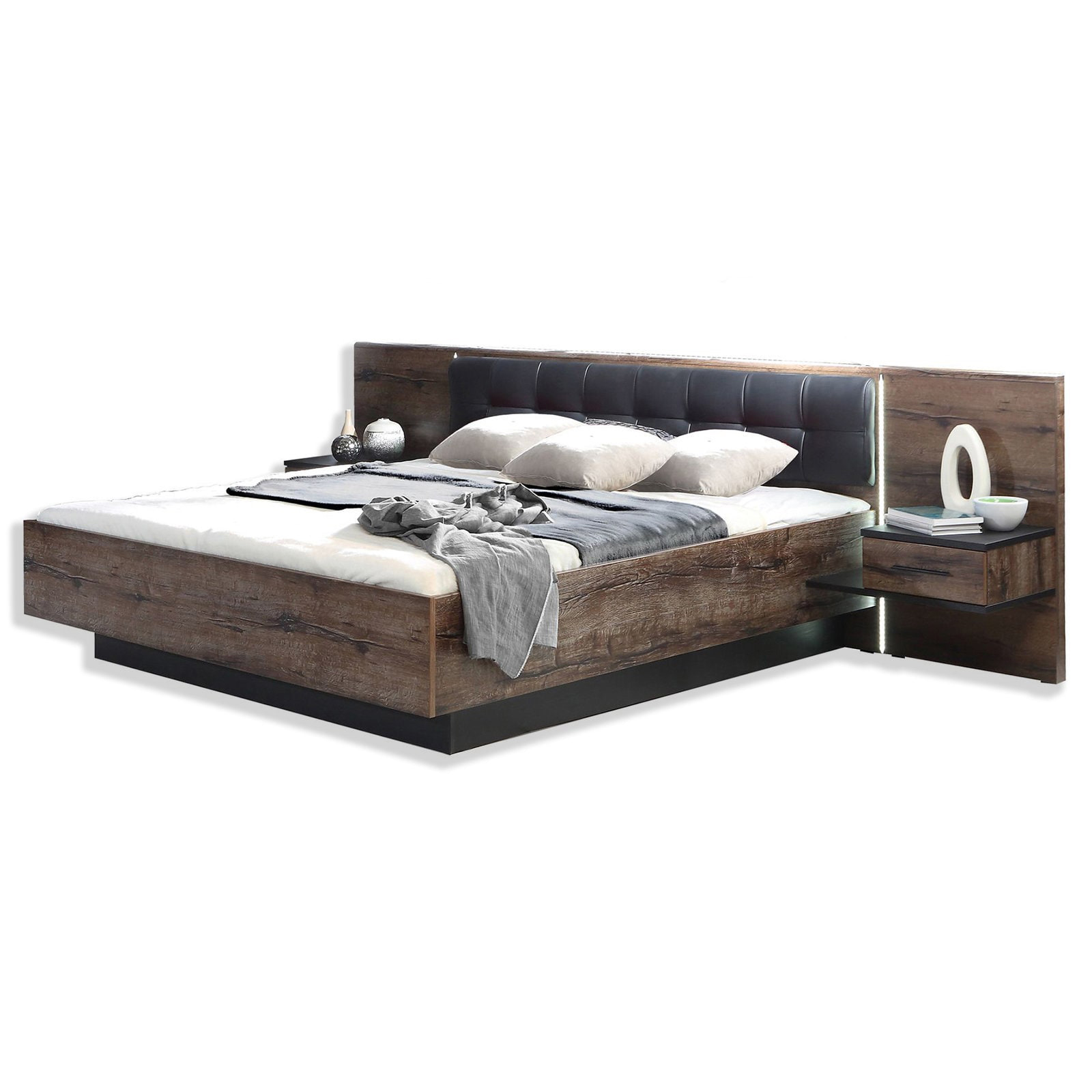 3-teiliges Schlafzimmer-Set - Schlammeiche-Schwarzeiche