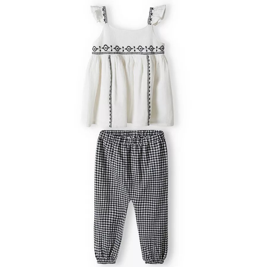 MINOTI Top & Hose im Set WeißDunkelgrau