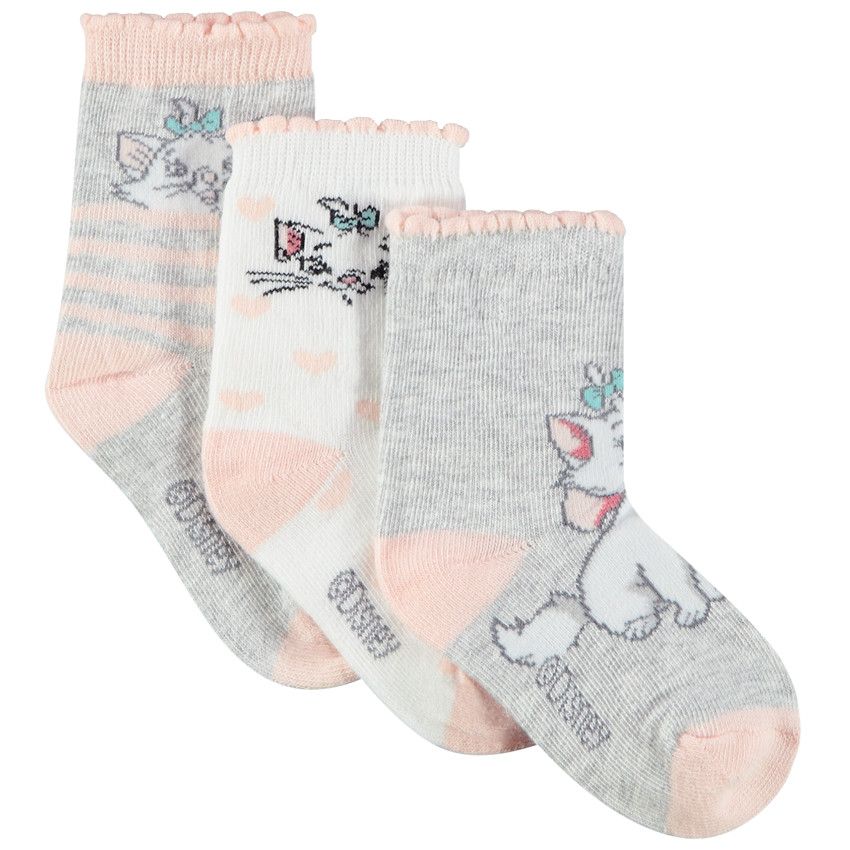 Lot de 3 paires de chaussettes imprimé Marie Disney pour bébé fille - Ecru