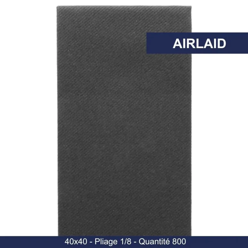 RO.IAL - Serviettes de table Airlaid pliage 1/8 - 40x40 - Noir - x800