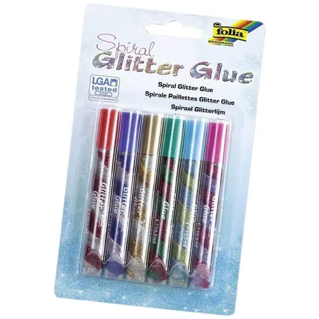 Folia Glitter Glue Spiral Normal 6 Stück