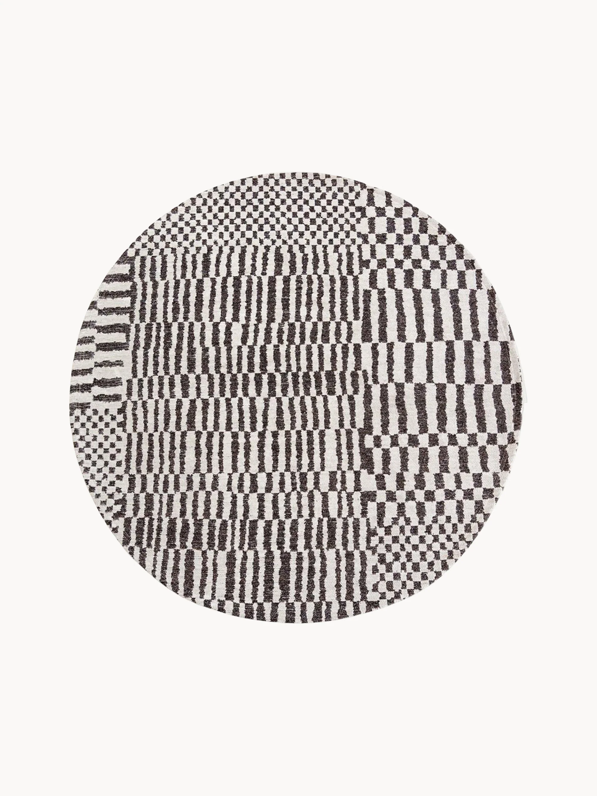 Rond jacquard in- & outdoor vloerkleed Berber, wasbaar