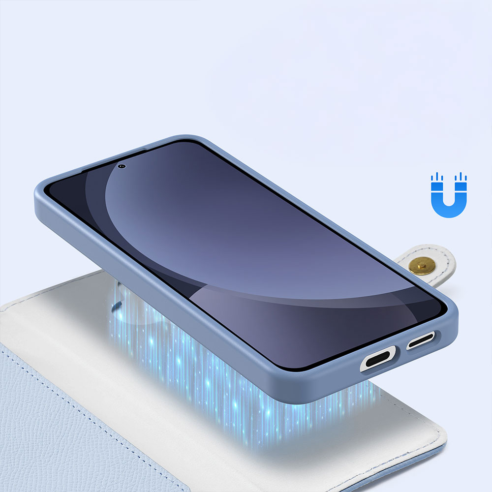 Samsung Galaxy S25 Leder Tasche mit Kartenfächer   Münzfach   Magnetische Schutzhülle - Blau