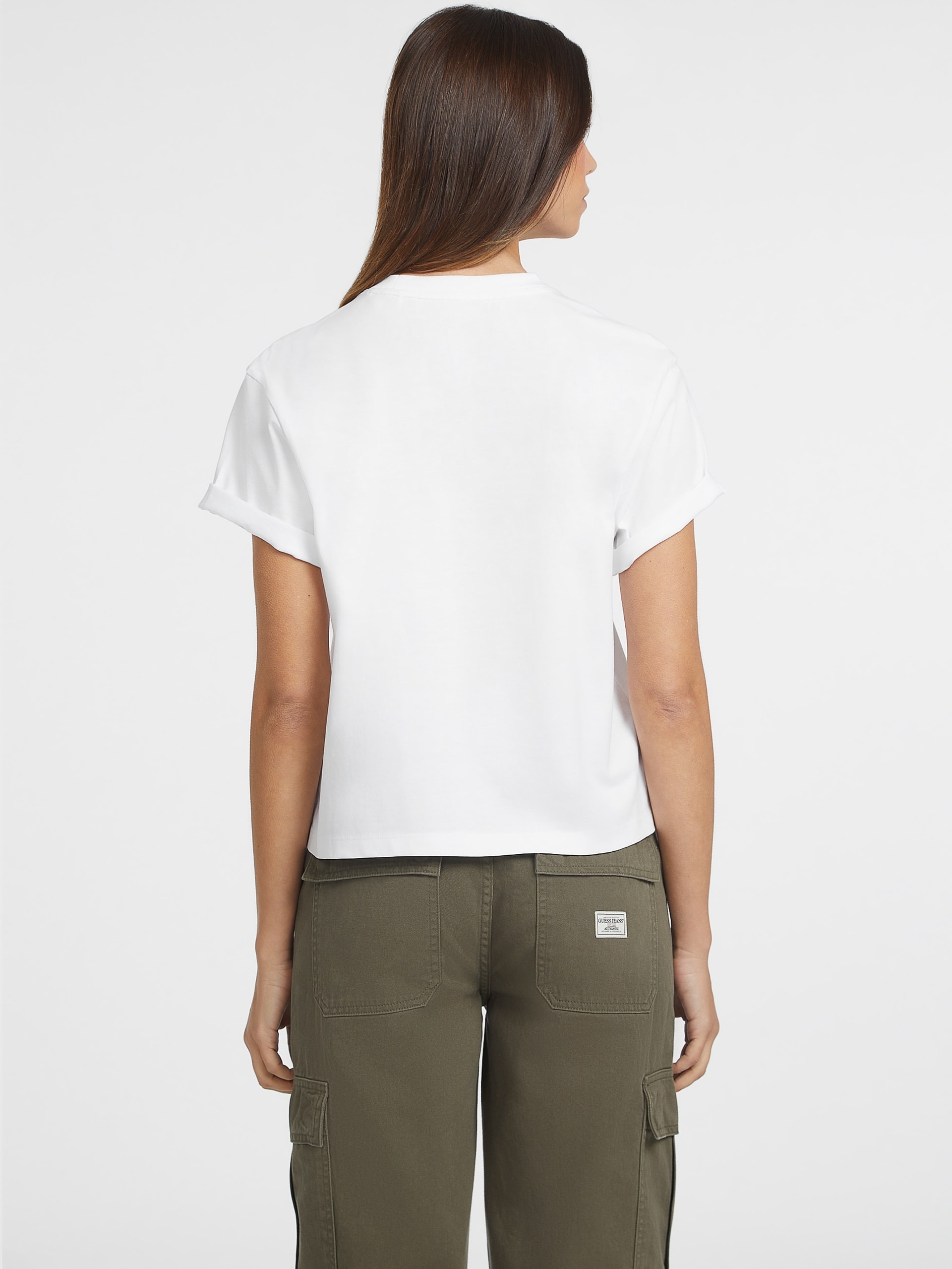 Camiseta icônica de modelagem quadrada