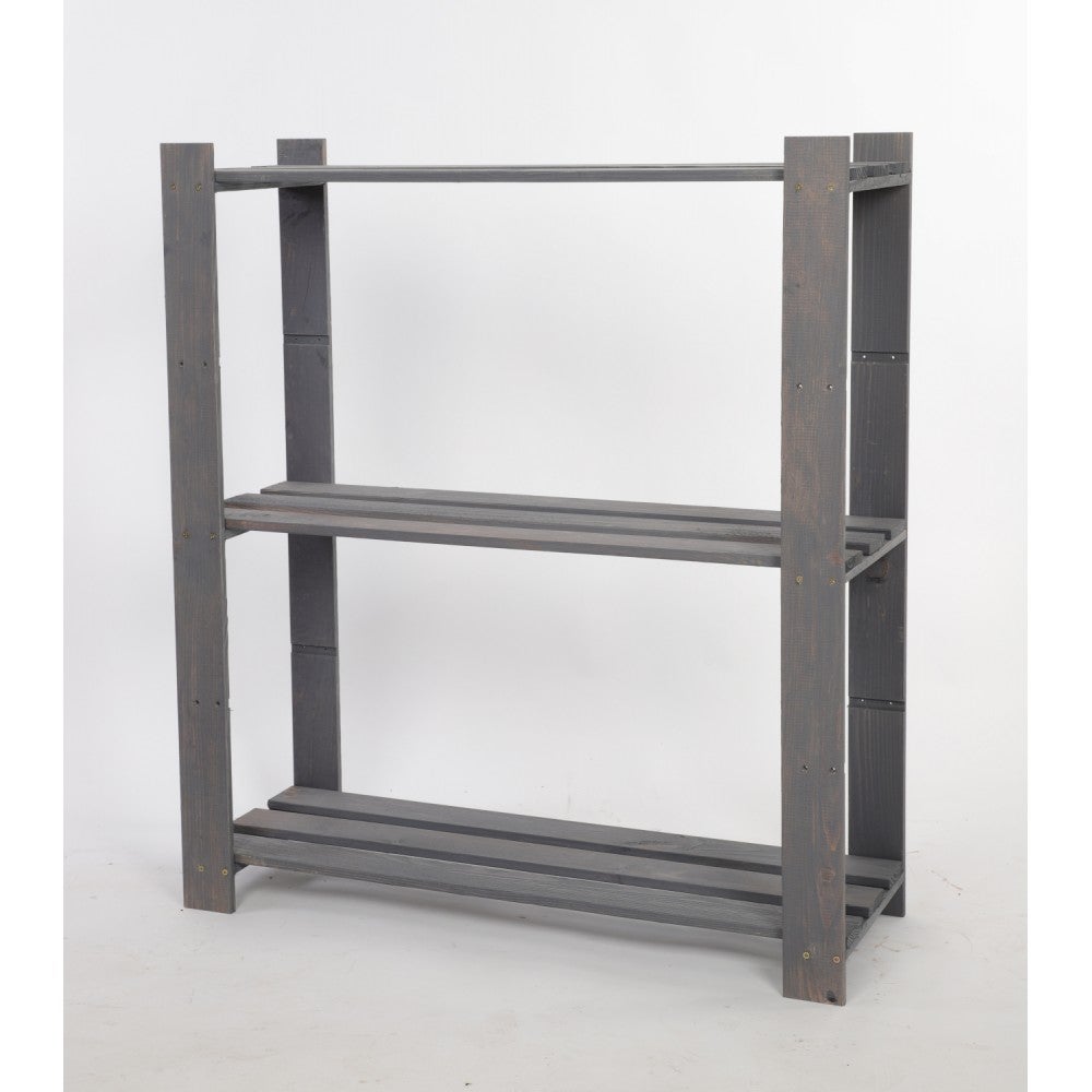 PROREGAL Houten Plank Pinepeak HxBxD 90 x 80 x 28 cm 3 Planken 1,2 cm Dik Dennenhout Grijs