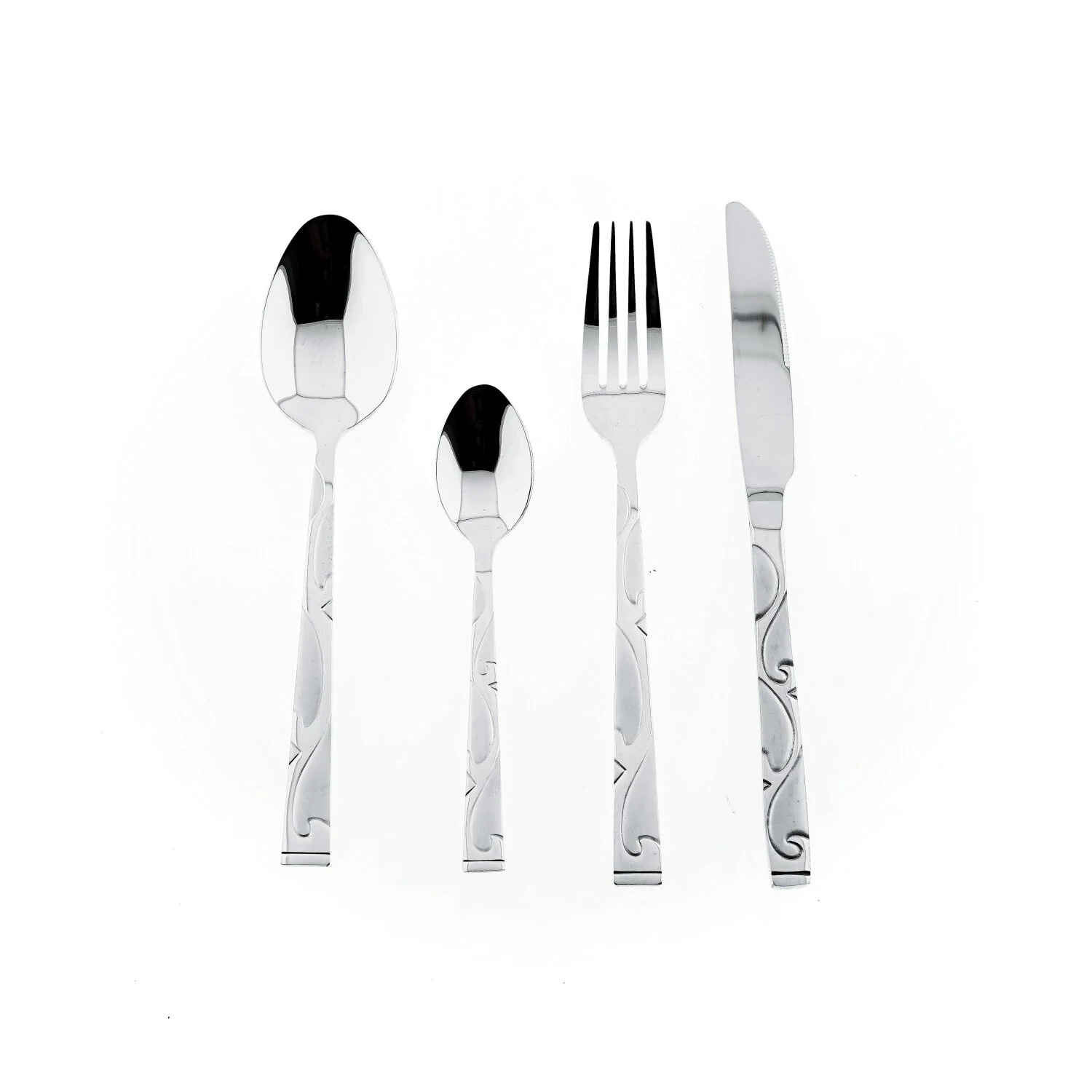Almina 84 teiliges Besteckset mit Muster Essbesteck Edelstahl 18/10