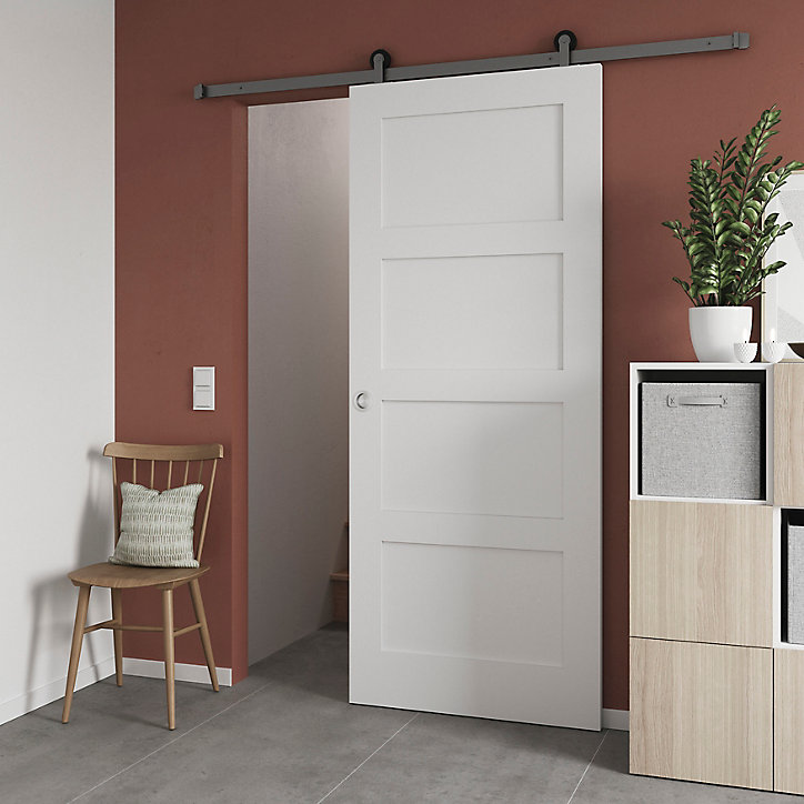 Porte coulissante Connemara 4 panneaux blanc H.204 x l.83 cm