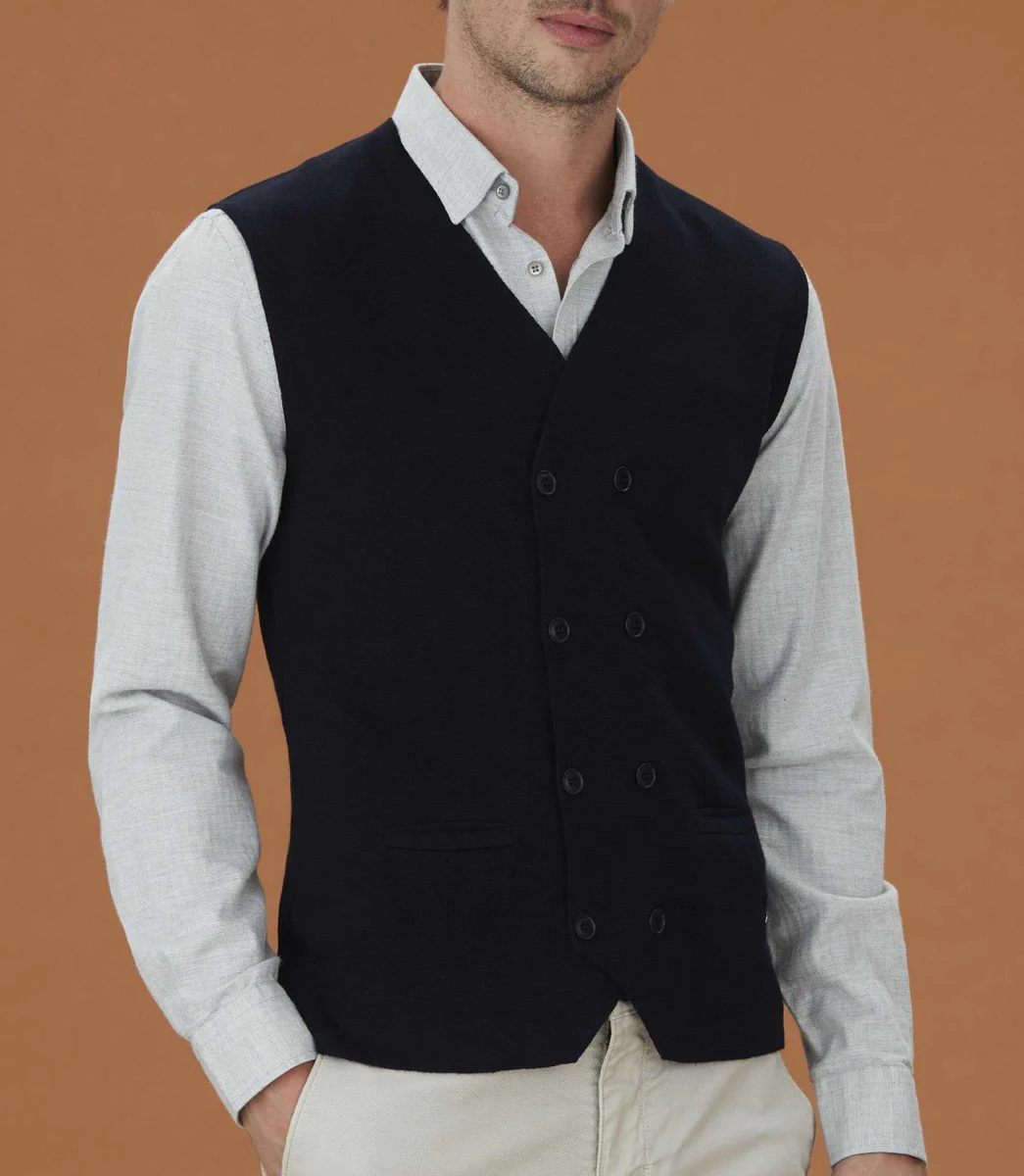 Gilet sans manche boutonné marine 