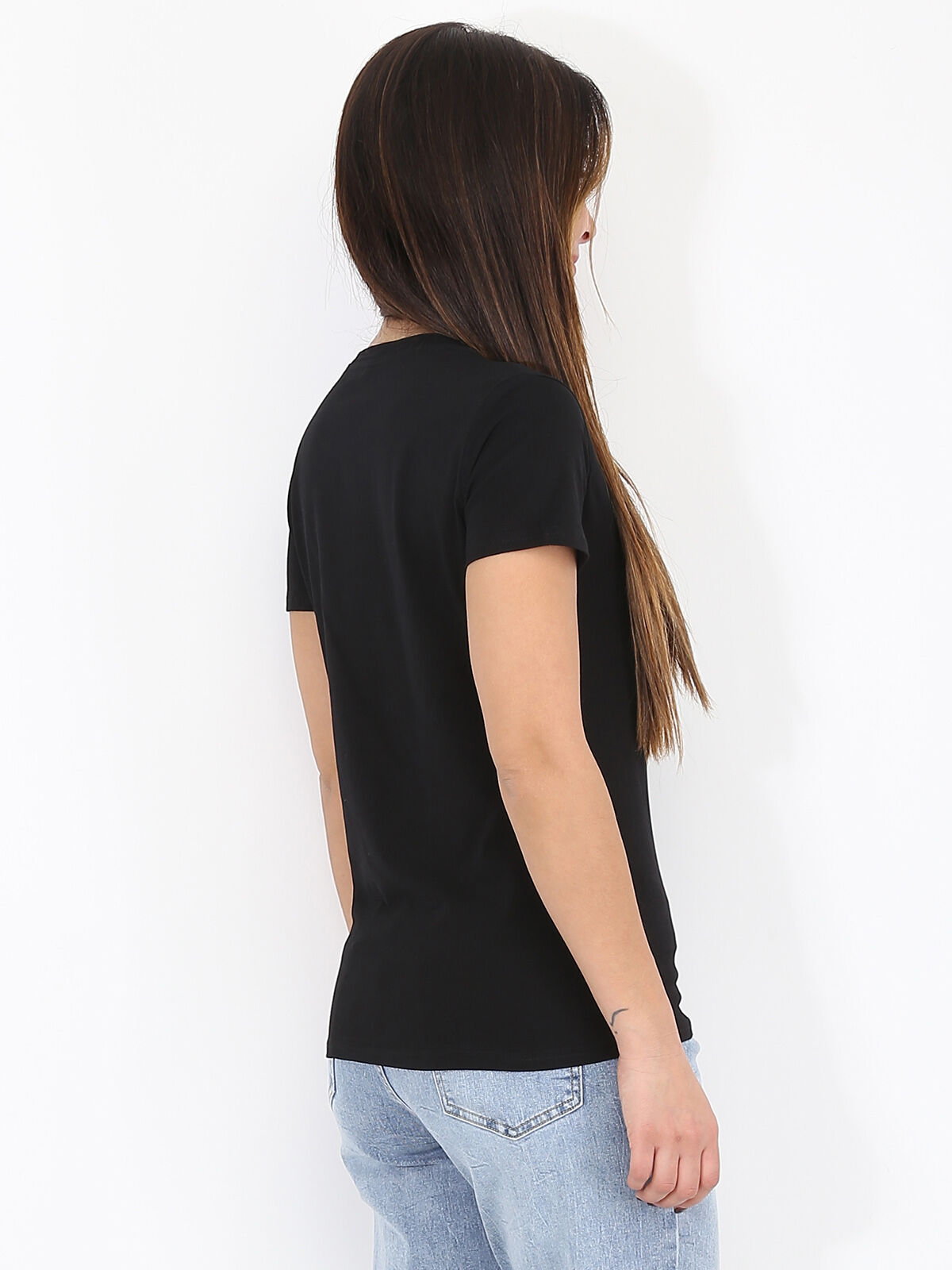 T-shirt basique à col rond- Noir