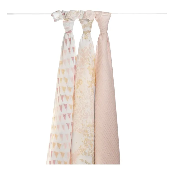 aden + anais Maxi-langes métalliques - Pack de 3 | Rose
