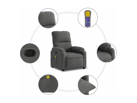 Fauteuil inclinable massant électrique gris foncé